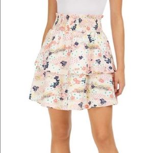 MAISON JULES WOMENS FLORAL SMOCKED TIERED SKIRT S